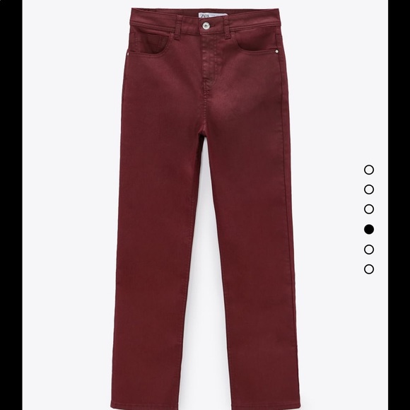 Zara burgundy coated high waisted slim pant - Picture 4 of 6